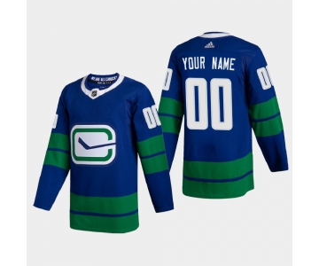 Vancouver Canucks Custom Men's Adidas 2020-21 Authentic Player Alternate Stitched NHL Jersey Blue