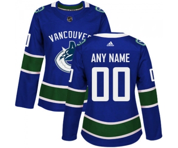 Women's Adidas Vancouver Canucks Customized Authentic Blue Home NHL Jersey
