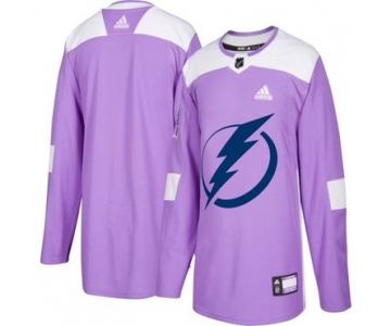 Men's Tampa Bay Lightning Purple Pink Custom Adidas Hockey Fights Cancer Practice Jersey