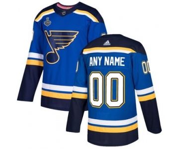 Men's St. Louis Blues ANY NAME adidas NHL Authentic Pro Home Jersey with 2019 Stanley Cup Finals Patch