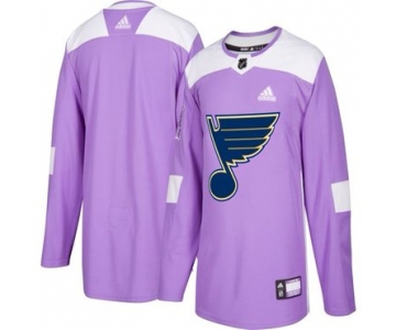 Men's St. Louis Blues Purple Pink Custom Adidas Hockey Fights Cancer Practice Jersey