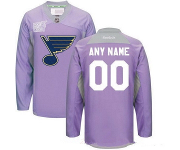 Men's St. Louis Blues Purple Pink Custom Reebok Hockey Fights Cancer Practice Jersey