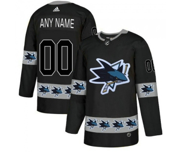 Men's San Jose Sharks Custom Black Team Logos Fashion Adidas Jersey