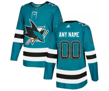 San Jose Sharks Teal Men's Customized Drift Fashion Adidas Jersey