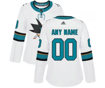 Women's Adidas San Jose Sharks NHL Authentic White Customized Jersey