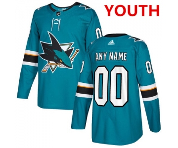 Youth Adidas San Jose Sharks Customized Authentic Teal Green Home NHL Jersey