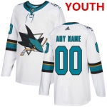 Youth Adidas San Jose Sharks NHL Authentic White Customized Jersey