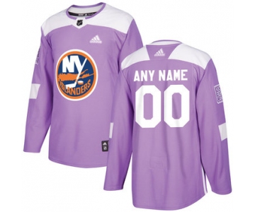 Men's New York Islanders Purple Pink Custom Adidas Hockey Fights Cancer Practice Jersey