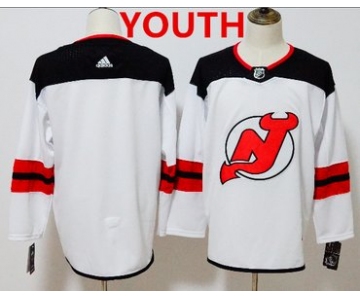 Custom Youth New Jersey Devils White Home Authentic Stitched 2017-2018 Adidas NHL Jersey
