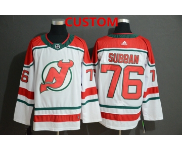 Men's New Jersey Devils Custom White Adidas Jersey