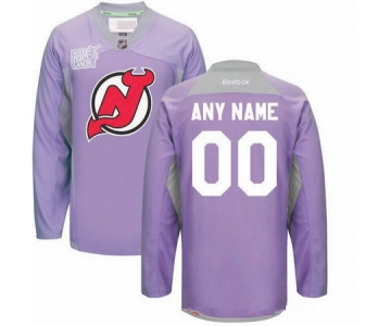 Men's New Jersey Devils Purple Pink Custom Reebok Hockey Fights Cancer Practice Jersey