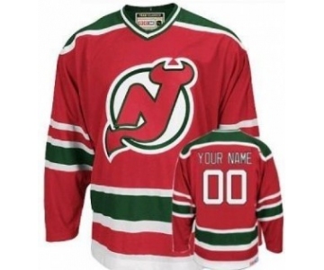 New Jersey Devils Mens Customized Red With Green Jersey