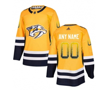 Men's Nashville Predators Gold Customized Drift Fashion Adidas Jersey