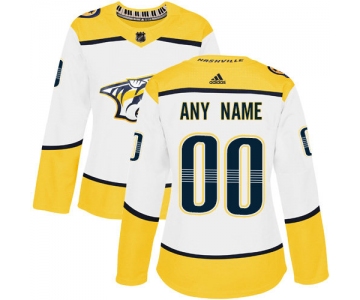 Women's Adidas Nashville Predators NHL Authentic White Customized Jersey