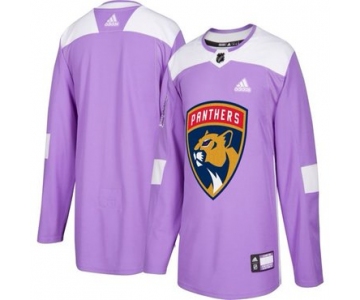 Men's Florida Panthers Purple Pink Custom Adidas Hockey Fights Cancer Practice Jersey