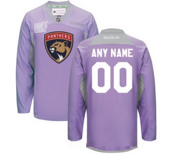 Men's Florida Panthers Purple Pink Custom Reebok Hockey Fights Cancer Practice Jersey