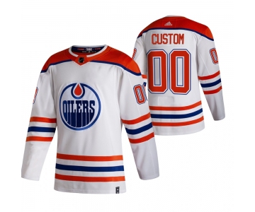 Edmonton Oilers Custom White Men's Adidas 2020-21 Reverse Retro Alternate NHL Jersey
