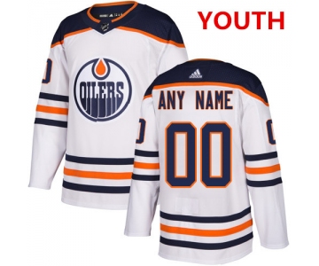Youth Adidas Edmonton Oilers NHL Authentic White Customized Jersey