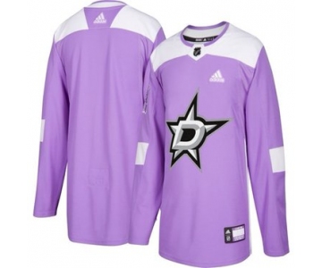 Men's Dallas Stars Purple Pink Custom Adidas Hockey Fights Cancer Practice Jersey