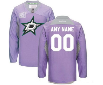 Men's Dallas Stars Purple Pink Custom Reebok Hockey Fights Cancer Practice Jersey