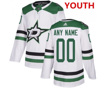 Youth Adidas Dallas Stars Away NHL Authentic White Customized Jersey