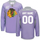 Men's Chicago Blackhawks Purple Pink Custom Reebok Hockey Fights Cancer Practice Jersey