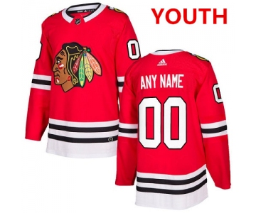 Youth Adidas Chicago Blackhawks Customized Authentic Red Home NHL Jersey