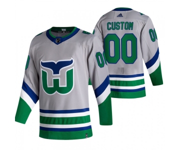 Carolina Hurricanes Custom Grey Men's Adidas 2020-21 Reverse Retro Alternate NHL Jersey