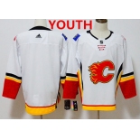 Custom Youth Adidas Calgary Flames White Home 2017-2018 Hockey Stitched NHL Jersey