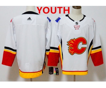 Custom Youth Adidas Calgary Flames White Home 2017-2018 Hockey Stitched NHL Jersey