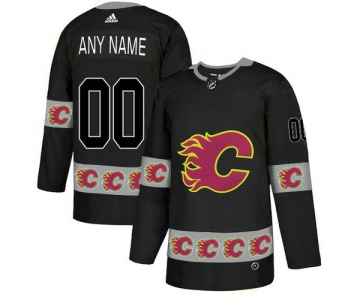 Men's Calgary Flames Custom Black Team Logos Fashion Adidas Jersey
