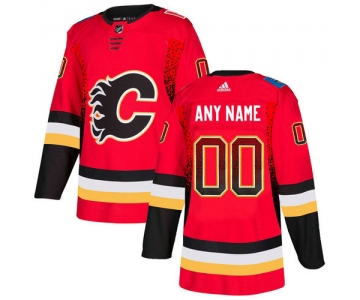 Men's Calgary Flames Red Customized Drift Fashion Adidas Jersey