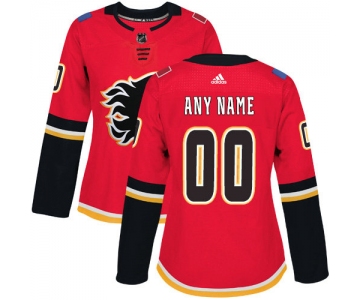 Women's Adidas Calgary Flames Customized Authentic Red Home NHL Jersey