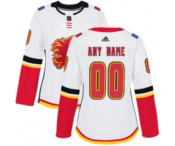 Women's Adidas Calgary Flames White Away Authentic Customized NHL Jersey