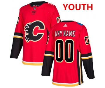 Youth Adidas Calgary Flames Customized Authentic Red Home NHL Jersey