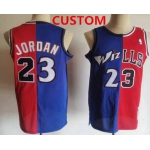 Men's Chicago Bulls Custom Blue Red Two Tone Stitched Hardwood Classic Swingman Jerseys