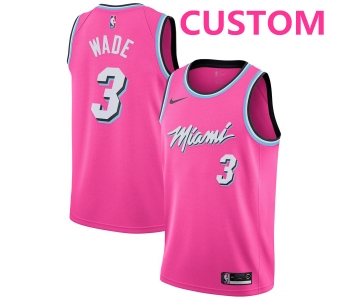 Men's Miami Heat Custom Nike Pink 2018-19 Swingman Earned Edition Jersey