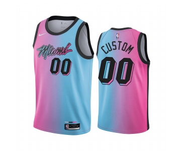 Men's Nike Heat Custom Personalized Blue Pink NBA Swingman 2020-21 City Edition Jersey