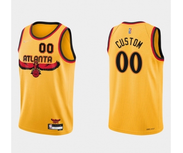 Men's Atlanta Hawks Custom Yellow NEW Nike 2021 Swingman Throwback Jersey