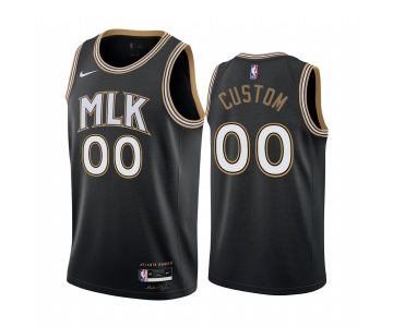 Men's Nike Hawks Custom Personalized Swingman Black NBA 2020-21 City Edition Jersey