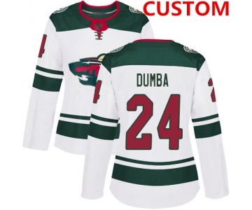 Custom Minnesota Wild White Road Authentic Women's Stitched Hockey Jersey