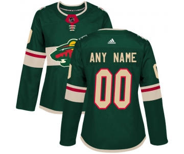Women's Adidas Minnesota Wild Customized Authentic Green Home NHL Jersey