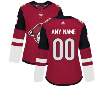 Women's Adidas Arizona Coyotes Customized Authentic Burgundy Red Home NHL Jersey
