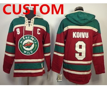 Custom Old Time Hockey Minnesota Wild Red Hoodie