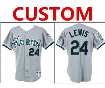Men's Custom Florida Marlins Game Worn Road Grey 1993 Jersey