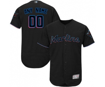 Men's Customized Authentic Jersey Black Baseball Alternate Miami Marlins Flex Base