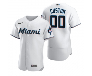 Men's Miami Marlins Custom Nike White 2020 Stitched MLB Flex Base Jersey