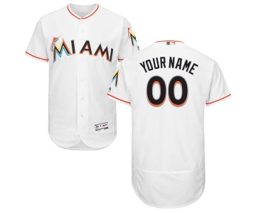 Mens Miami Marlins White Customized Flexbase Majestic MLB Collection Jersey