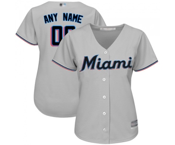 Women's Customized Authentic Jersey Grey Baseball Road Miami Marlins Cool Base