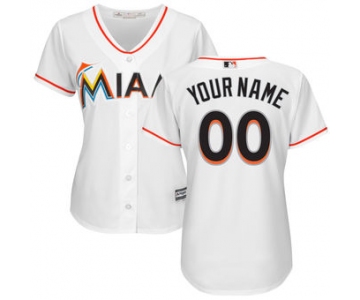 Women's Miami Marlins Majestic White Home Cool Base Custom Jersey
